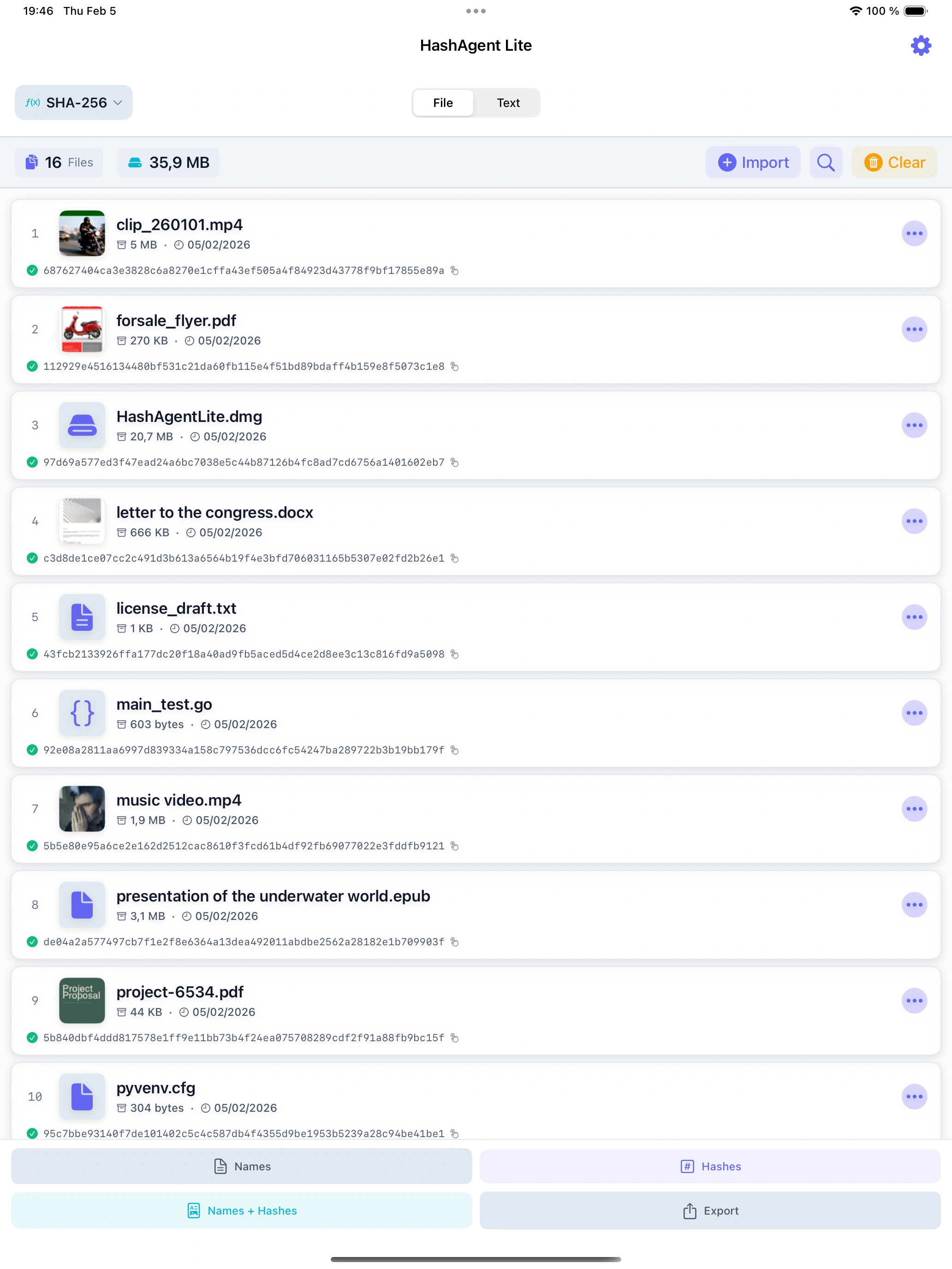 HashAgent Lite on iPad